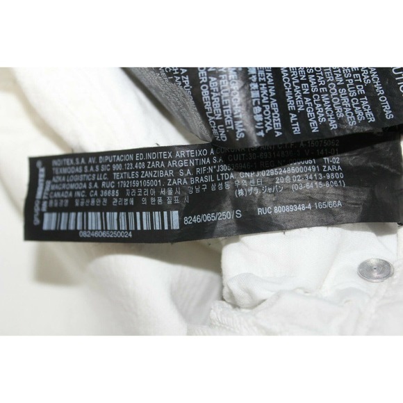 Zara Women's Off White Denim Raw Cut Off Edges Distressed Mini Skirt Size Small - Picture 5 of 8